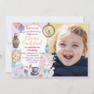 Alisa in Onederland Invitation Kaart