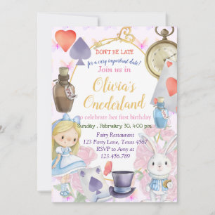 Alisa in Onederland Invitation Kaart