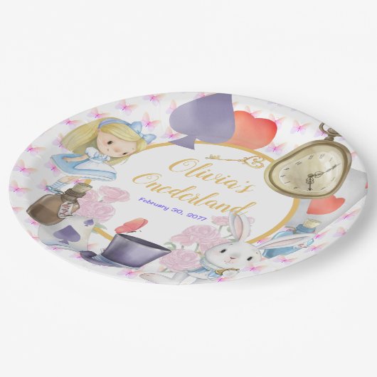 Alisa in Onederland Papieren Bordje (Gekanteld)