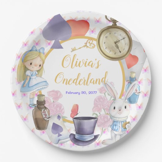 Alisa in Onederland Papieren Bordje (Voorkant)