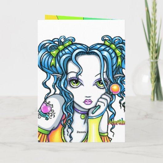 "Alisha" Candy Rainbow Fae Greeting Card Kaart (Achterkant)