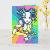 "Alisha" Candy Rainbow Fae Greeting Card Kaart (Gele Bloem)