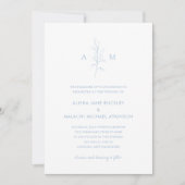 Alisha Dusty Blue Botanical Elegant Wedding Kaart (Voorkant)