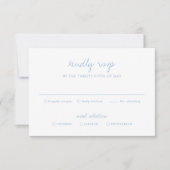 Alisha Dusty Blue Botanical Elegant Wedding RSVP Kaartje (Voorkant)