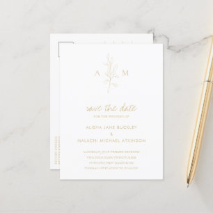 Alisha Gold Tan Botanische Elegante Huwelijk Aankondigingskaart