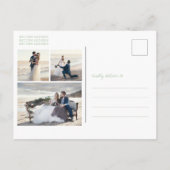 Alisha Sage Groene Botanische Elegante Huwelijk Aankondigingskaart (Achterkant)