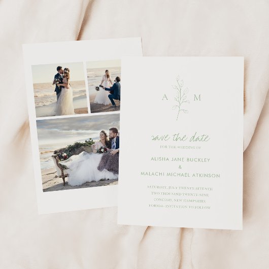 Alisha Sage Groene Botanische Elegante Huwelijk Save The Date