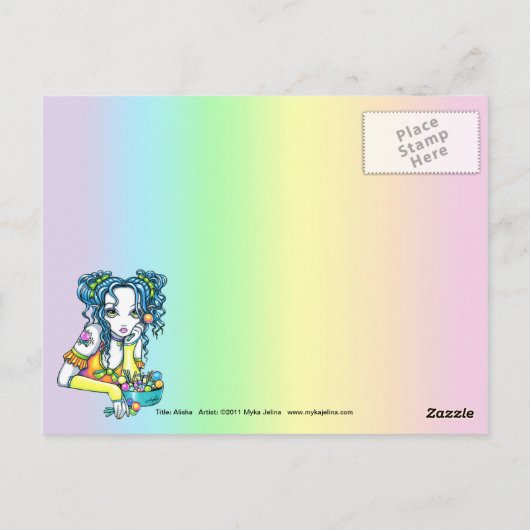 "Alisha" Snoep Rainbow Fae Briefkaart (Achterkant)