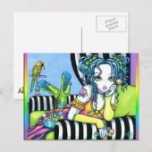 "Alisha" Snoep Rainbow Parrot Fae Art Briefkaart (Voorkant / Achterkant)