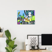"Alisha" Snoep Rainbow Parrot Fae Art Poster (Thuiskantoor)