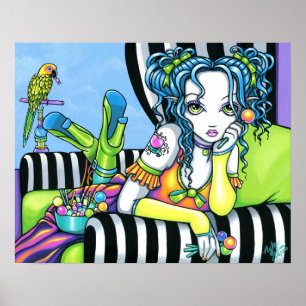 "Alisha" Snoep Rainbow Parrot Fae Art Poster