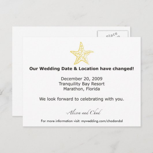 Alison - Date Change-Update Briefkaart (Voorkant / Achterkant)