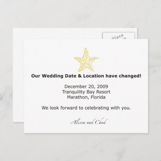 Alison - Datum gewijzigd Aankondigingskaart (Voorkant / Achterkant)