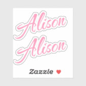 Alison Decoratieve Naam in Roze x2 Sticker (Vel)
