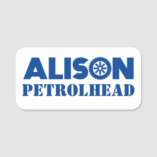 Alison Petrol Head Naamplaatje (Voorkant)