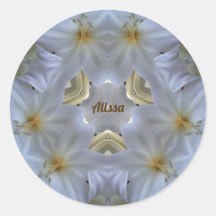 ALISSA ~ EENVOUDIGER LICHT WIT RELIGIEUS ~ RONDE STICKER