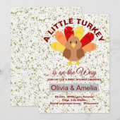 ALittle Turkey On The Way Thanksgiving Baby Shower Kaart (Voorkant / Achterkant)