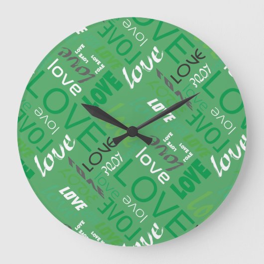 Alive Green Gallery Love Words Art Grote Klok (Voorkant)