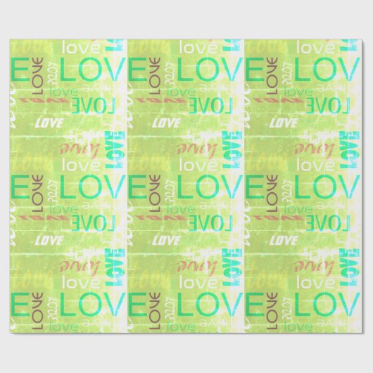 Alive Light Green Gallery Love Words Art Cadeaupapier (Vlak)