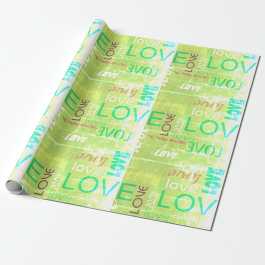 Alive Light Green Gallery Love Words Art Cadeaupapier (Uitgerold)