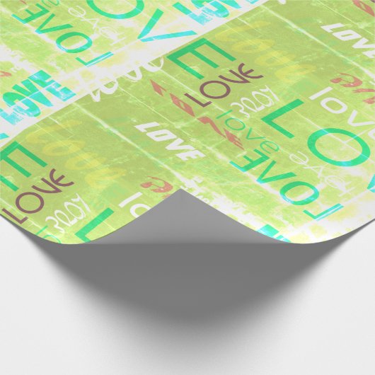 Alive Light Green Gallery Love Words Art Cadeaupapier (Hoek)