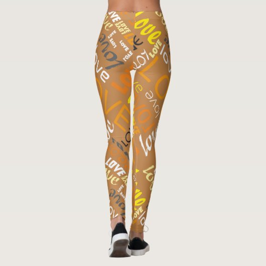 Alive Oranje Gallery Love Words Art Leggings (Achterkant)