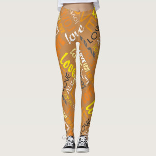 Alive Oranje Gallery Love Words Art Leggings