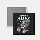 Alive Skeleton Halloween Leopard Messy Bun Vrouwen Magneet (Voorkant / Achterkant)