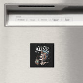 Alive Skeleton Halloween Leopard Messy Bun Vrouwen Magneet (Insitu (Vaatwasser))