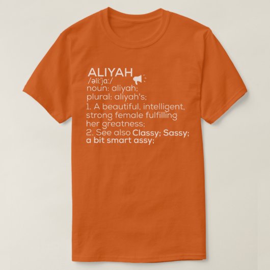 Aliyah Naam Aliyah Definitie Aliyah Vrouw Naam A T-shirt (Design voorkant)