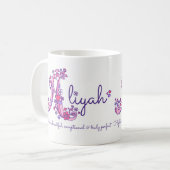 Aliyah-naam betekent decoratieve mok A-monogram (Voorkant links)