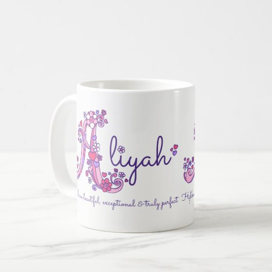 Aliyah-naam betekent decoratieve mok A-monogram (Voorkant links)