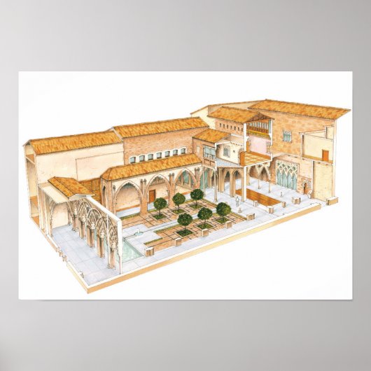 Aljaferia. Zaragoza Spanje. Islamitisch paleis. Poster (Voorkant)