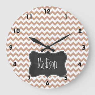 alkboard er uitzien; bruin Chevron Pattern Grote Klok