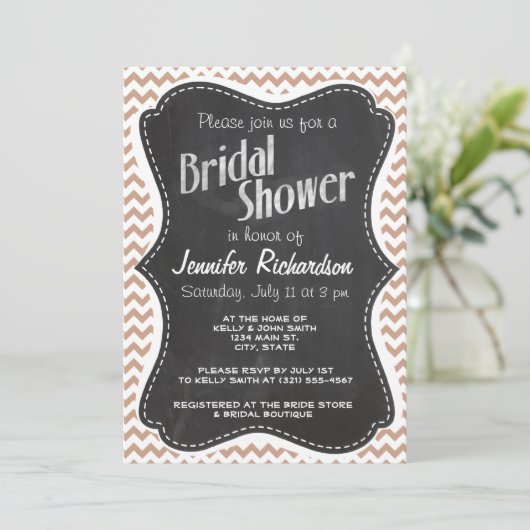 alkboard er uitzien; bruin Chevron Pattern Kaart (Staand voorkant)