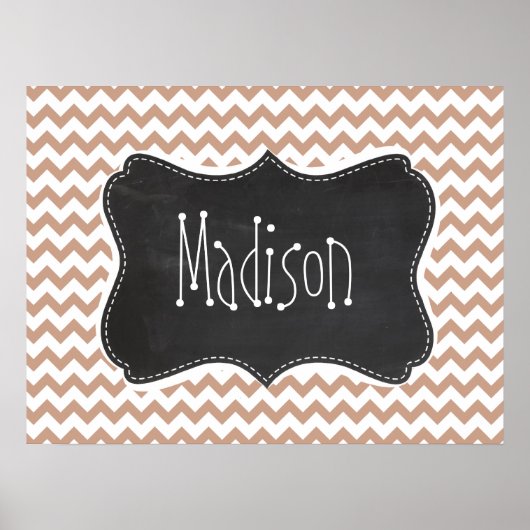  alkboard er uitzien; bruin Chevron Pattern Poster (Voorkant)