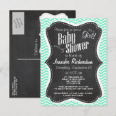 alkbord; Aquamarine Chevron; zzag Uitnodiging Briefkaart (Voorkant / Achterkant)