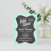 alkbord; Aquamarine Chevron; zzag Uitnodiging Briefkaart (Staand voorkant)