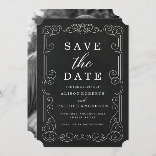  alkbord | De datum-fotokaart opslaan Save The Date (Voorkant / Achterkant)