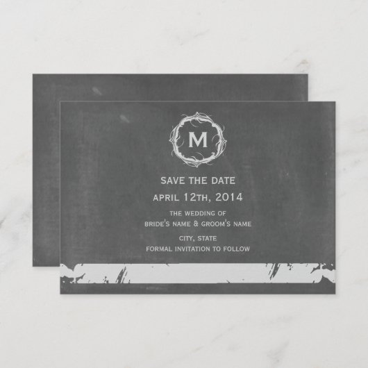  alkbord geïnspireerd monogram sparen de datum save the date (Voorkant / Achterkant)