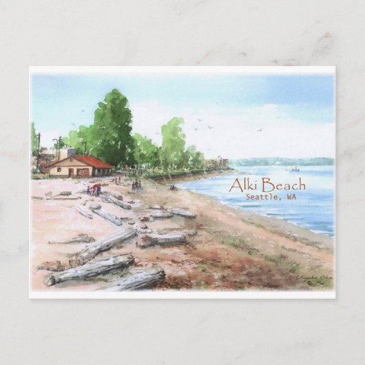 Alki Beach Bathhouse Briefkaart (Voorkant)