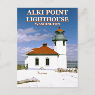 Alki Point Lighthouse, Seattle Washington ansichtk Briefkaart