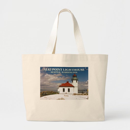 Alki Point Lighthouse, Seattle Washington Grote Tote Bag (Voorkant)
