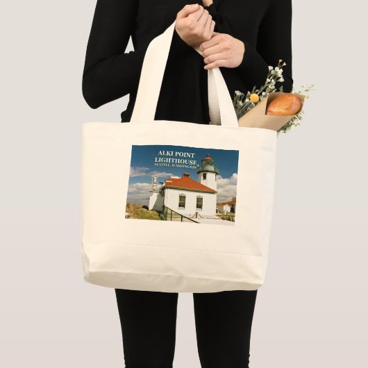 Alki Point Lighthouse, Seattle Washington Grote Tote Bag (Voorkant (product))
