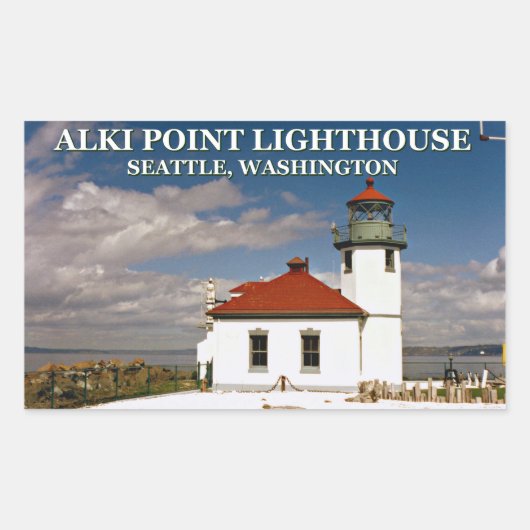 Alki Point Lighthouse, Seattle Washington Rechthoekige Sticker (Voorkant)