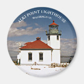 Alki Point Lighthouse, Washington Round Magnet (Voorkant)