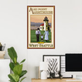 Alki Point Lighthouse - West Seattle, WA-Poster Poster (Thuiskantoor)