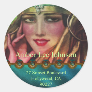 Alkmaar Kashmir in Aqua & Gold Ronde Sticker