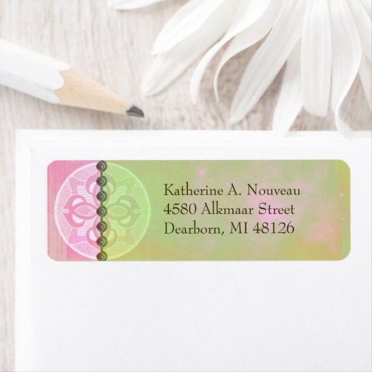 Alkmaar Nouveau in Roze & Groen - Adresetiketten Etiket (Insitu)