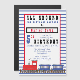 All Aboard 5th Birthday Express Choo Choo Train Magnetische Uitnodiging